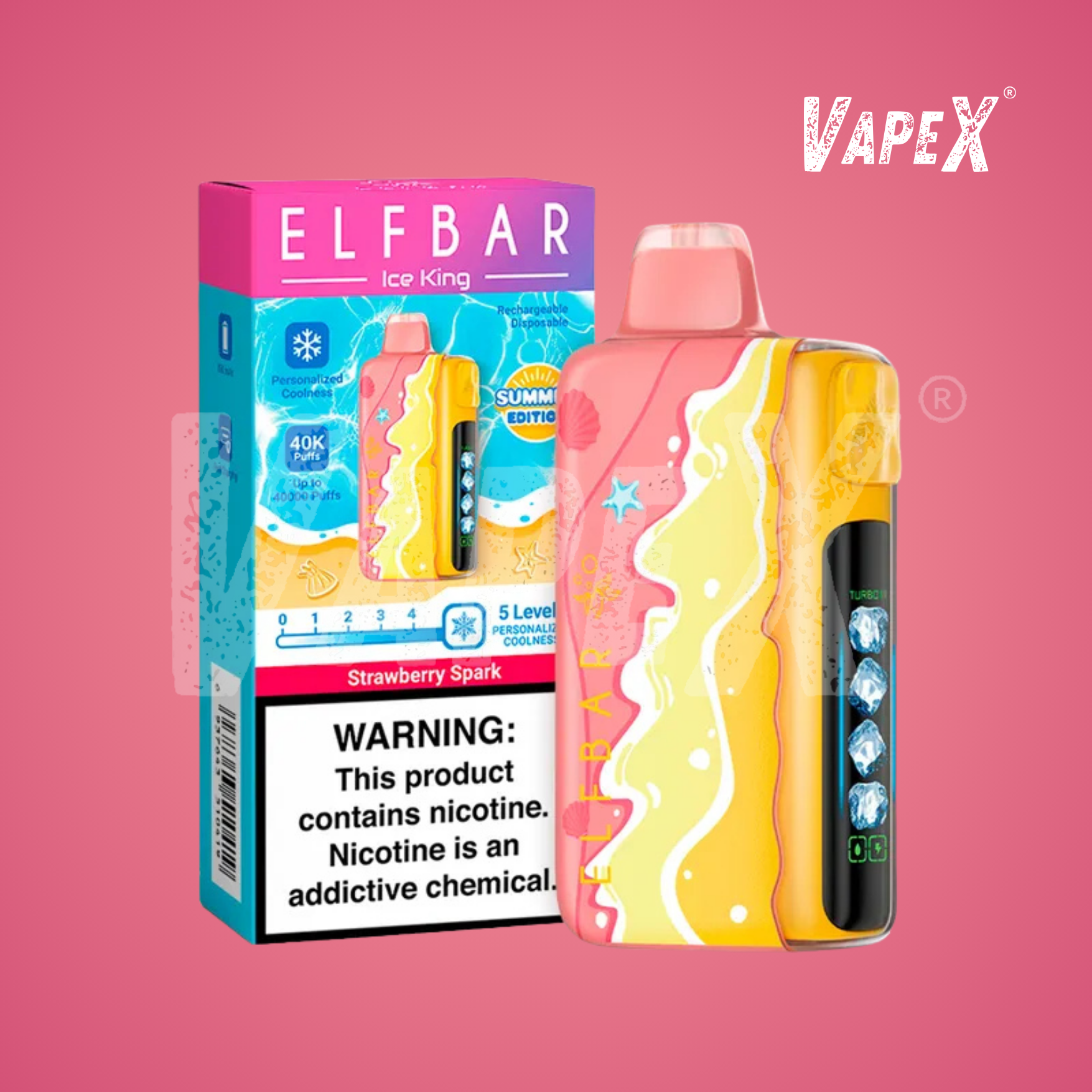 STRAWBERRY SPARK (40 000 puff) - ELFBAR ICE KING (SUMMER EDITION)